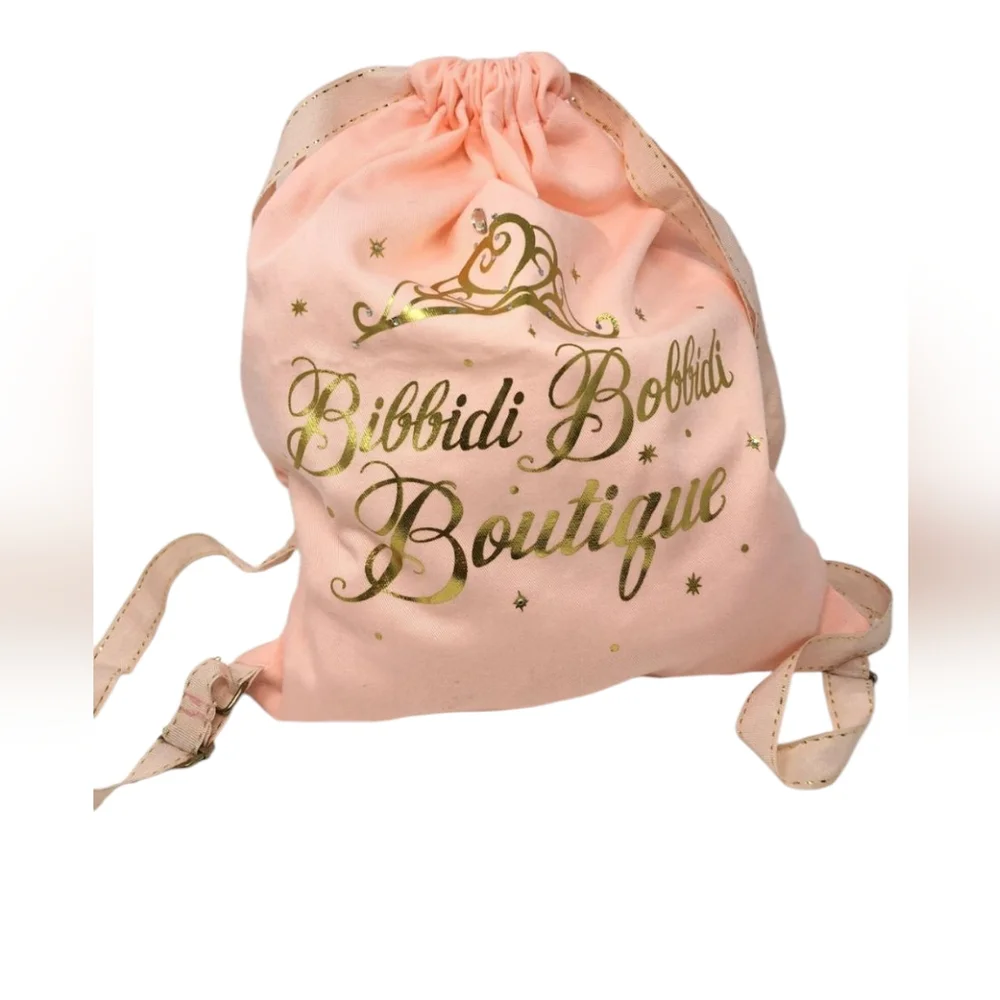 - NEW Bibbidi Bobbidi Boutique Disney Drawstring Backpack with Gold Accen…